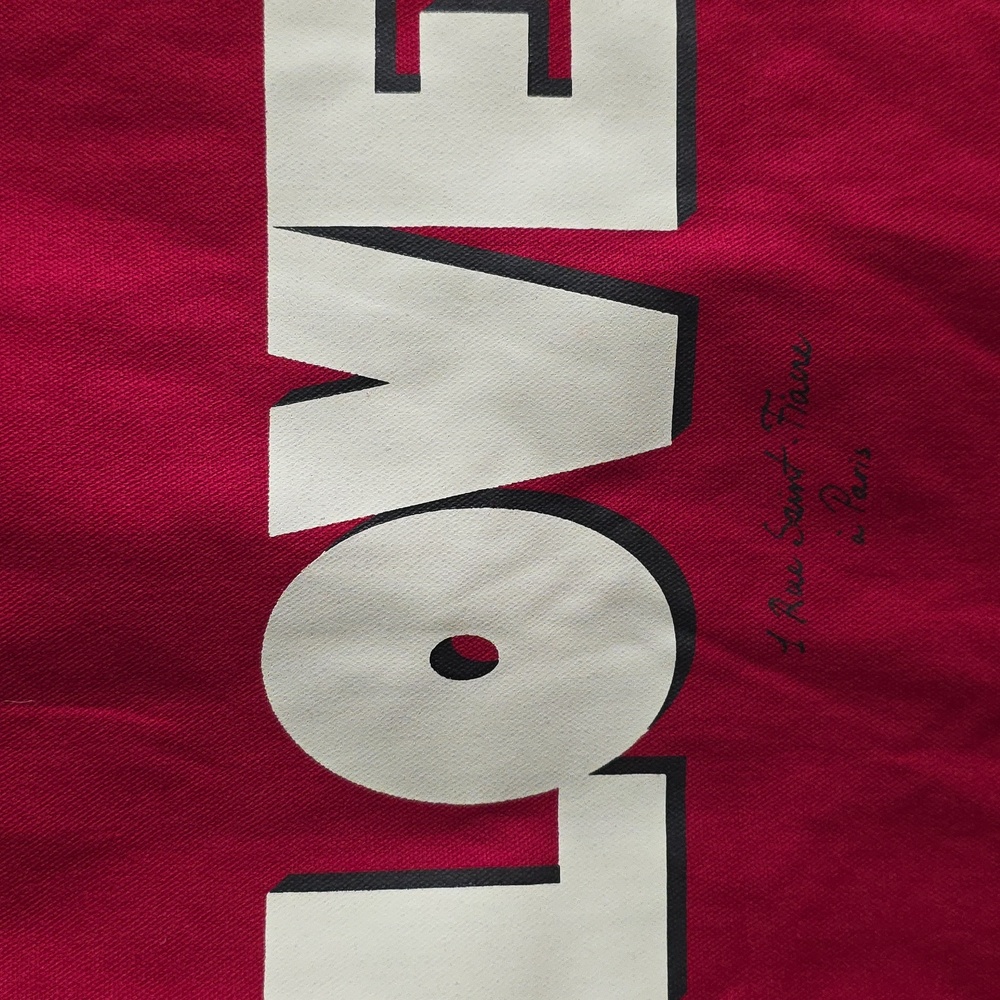 Sezane Red Canvas Love Tote Bag - Picture 2 of 3